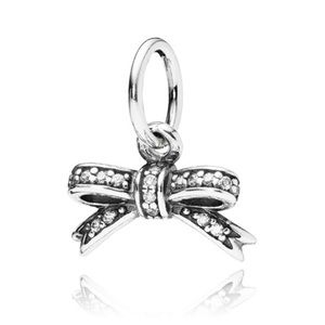 NEW Pandora Sparkling Bow Pendant with clear zirconia. Sterling Silver